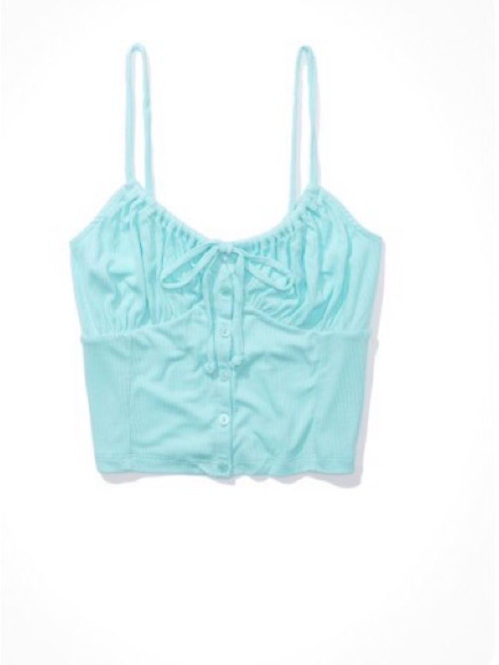 American Eagle Outfitters Aqua Ribbed Button-Front Cami